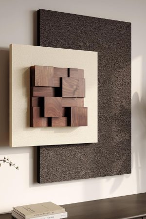 Original Wood Texture Beige Geometric Simple Art Wall Painting